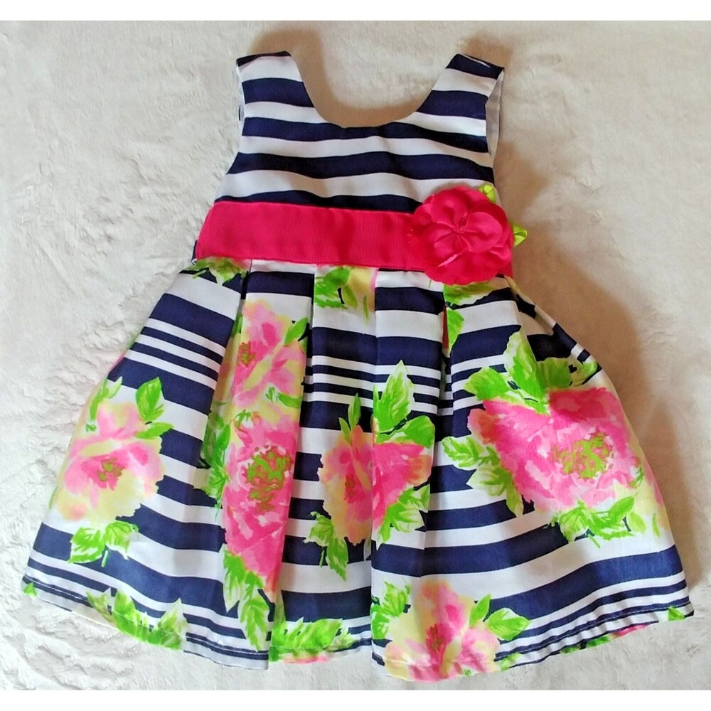 Dress 6 months New Jona Michelle floral and striped Sleeveless with Tulle baby